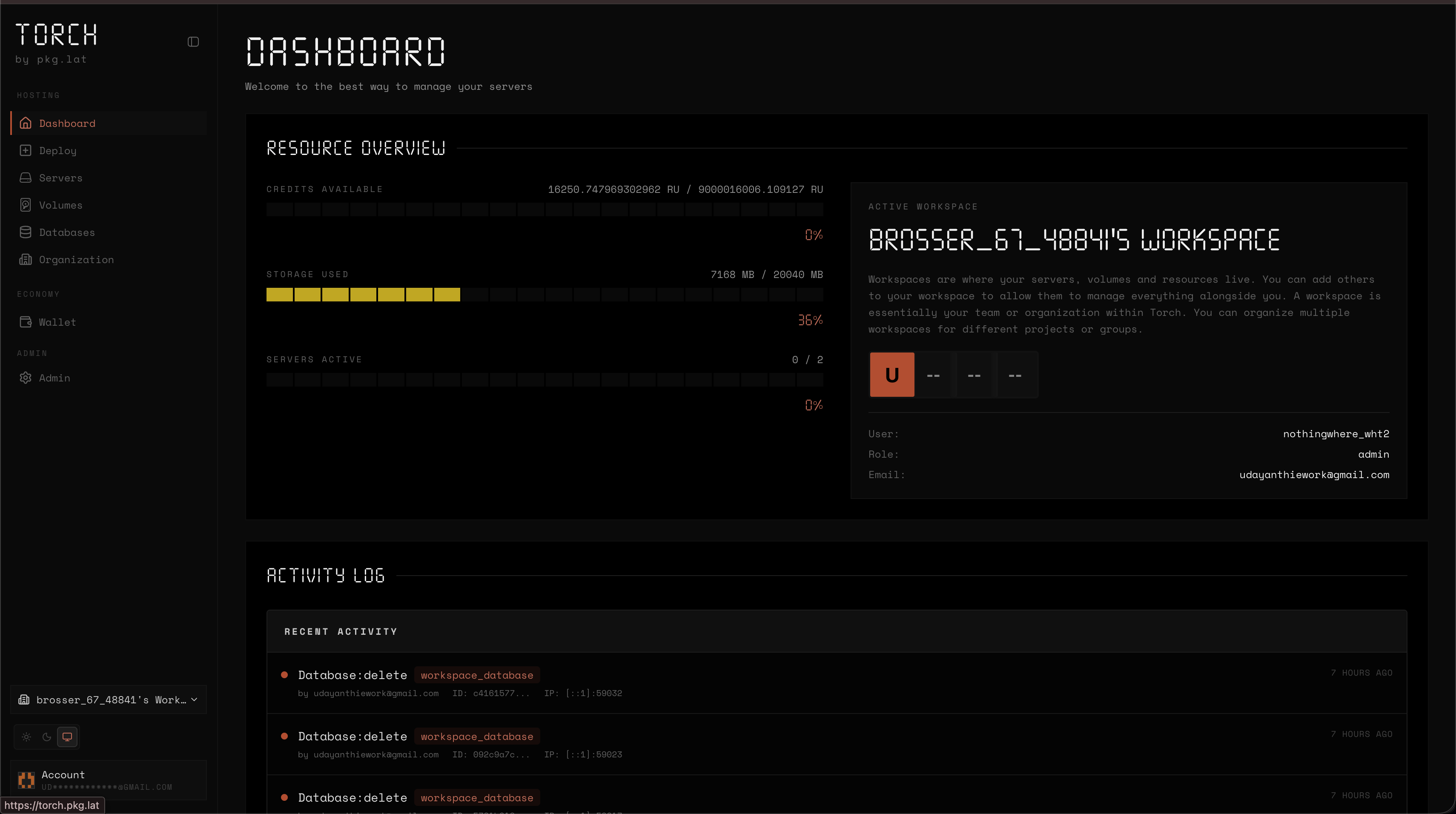 Torch dashboard